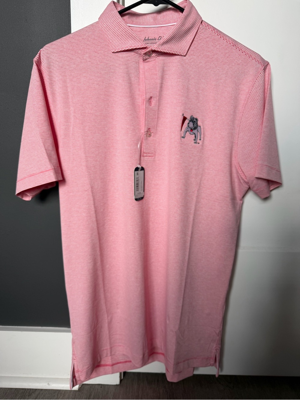 Men's Johnnie O University of Georgia Lyndonn Striped Jersey Performance Polo
